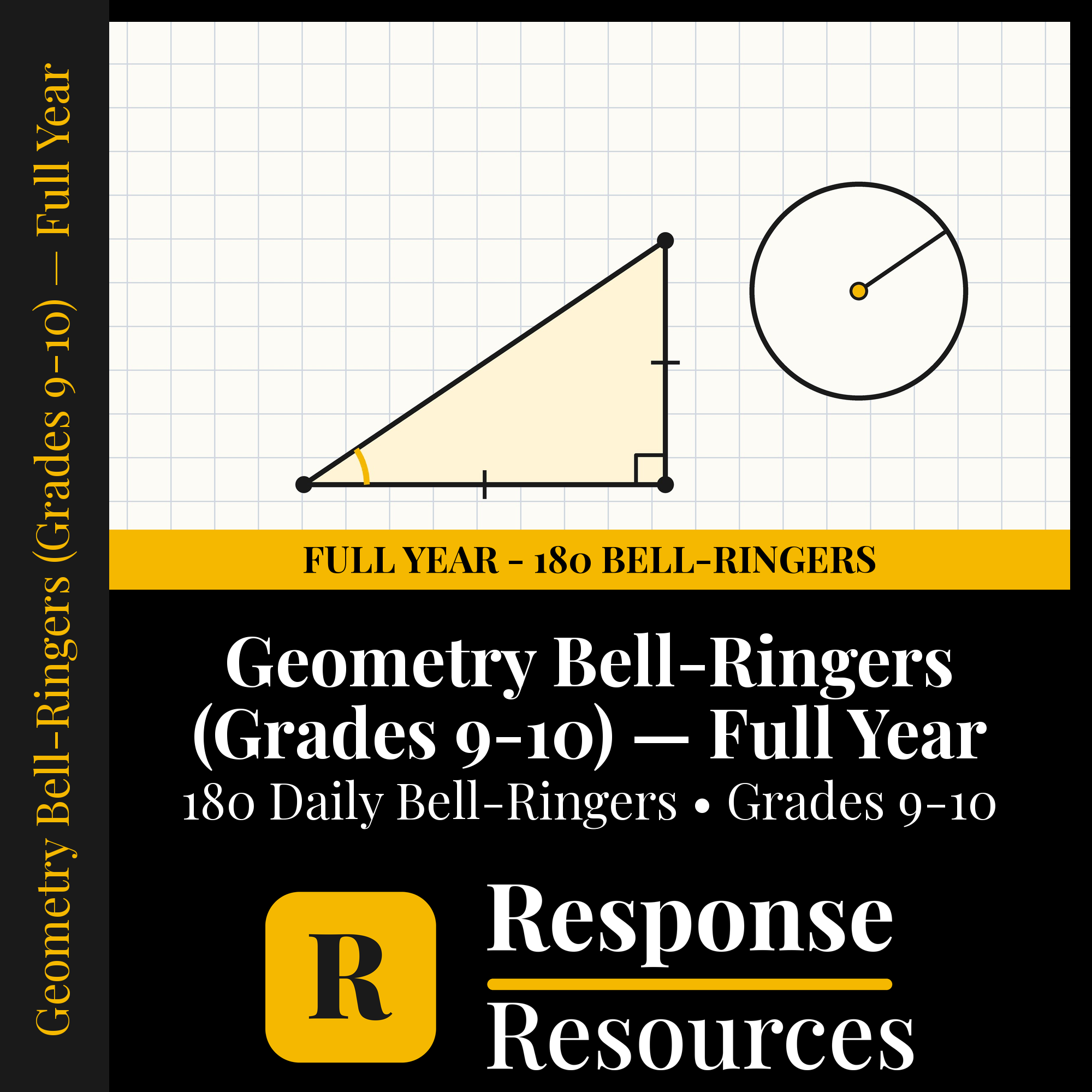 Geometry Bell Ringers FULL YEAR - 180 Daily Warm-Ups (Grades 9-10) cover — Response Resources