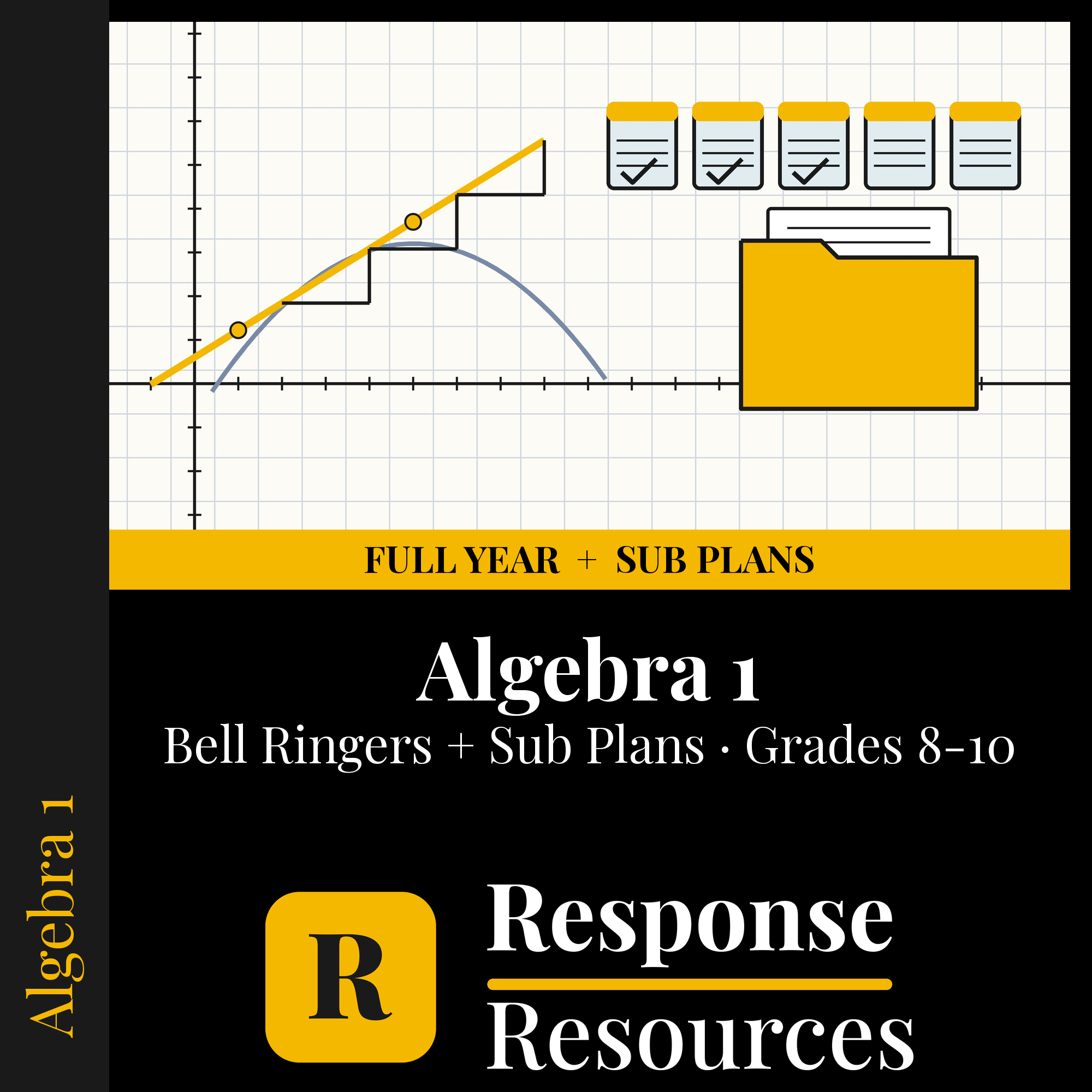 Algebra 1 — Full-Year Bell Ringers + 5-Day Emergency Sub Plans cover — Response Resources