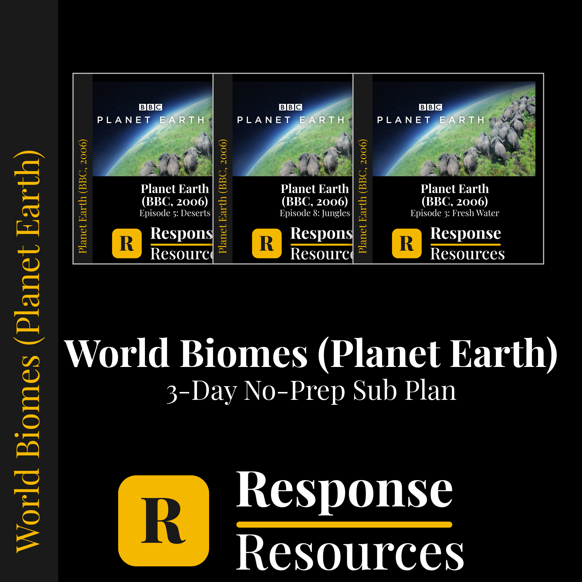 World Biomes (Planet Earth) — 3-Day Sub Plan — no-prep documentary sub plan, grades 6-12