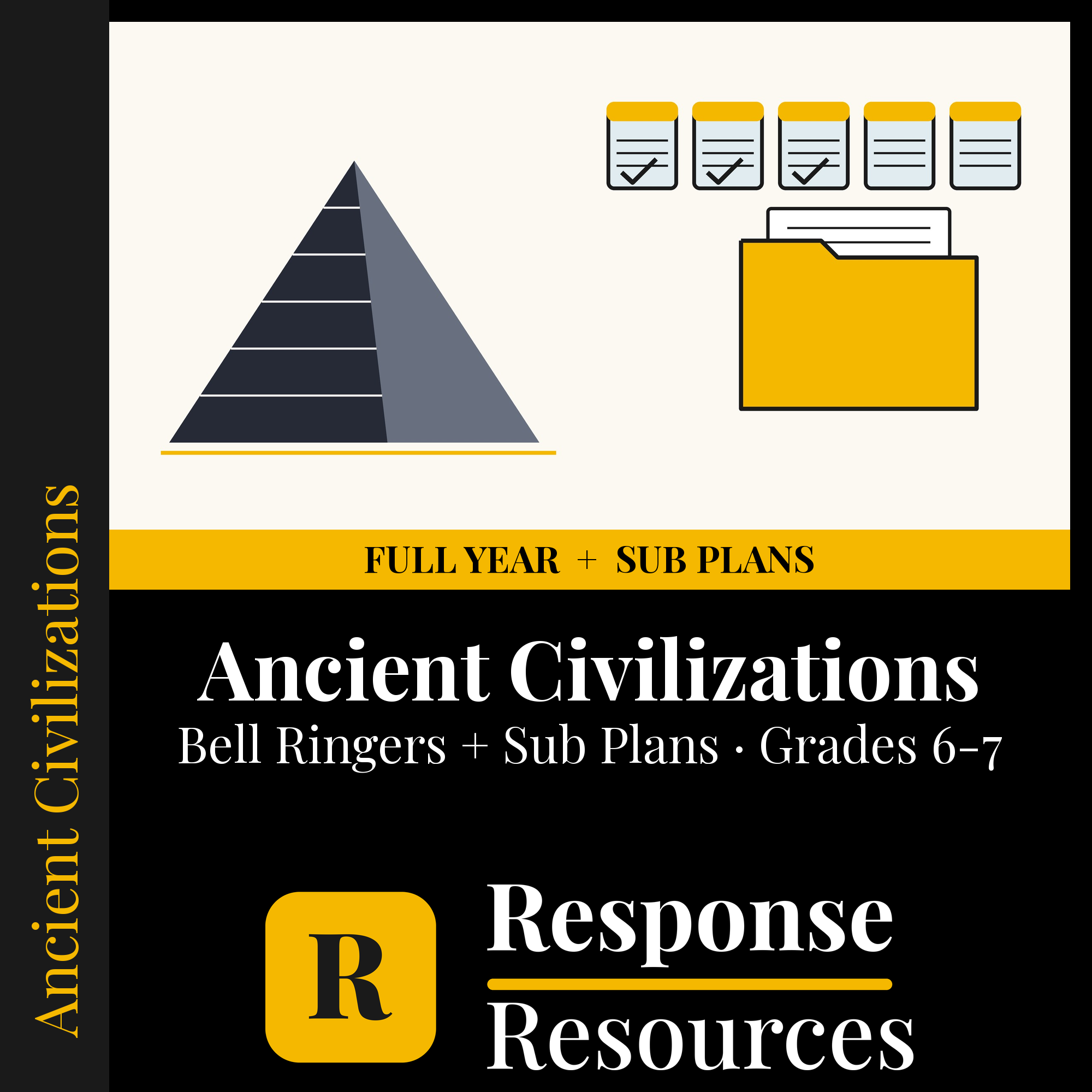 Ancient Civilizations — Full-Year Bell Ringers + 5-Day Emergency Sub Plans cover — Response Resources