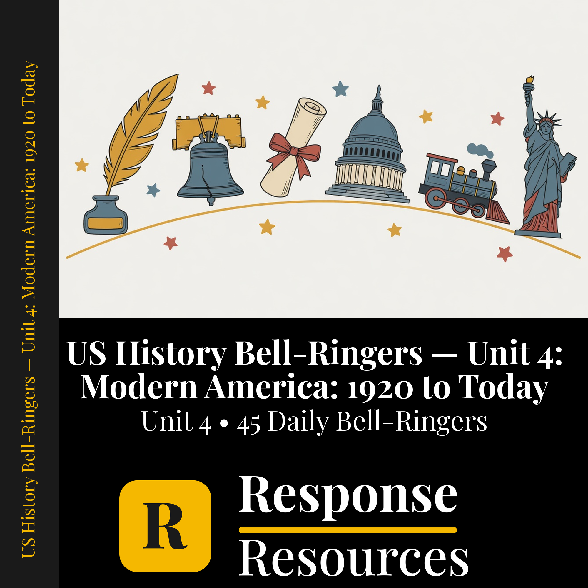 US History Bell Ringers Unit 4 - 45 Daily Warm-Ups (Grades 6-8) cover — Response Resources