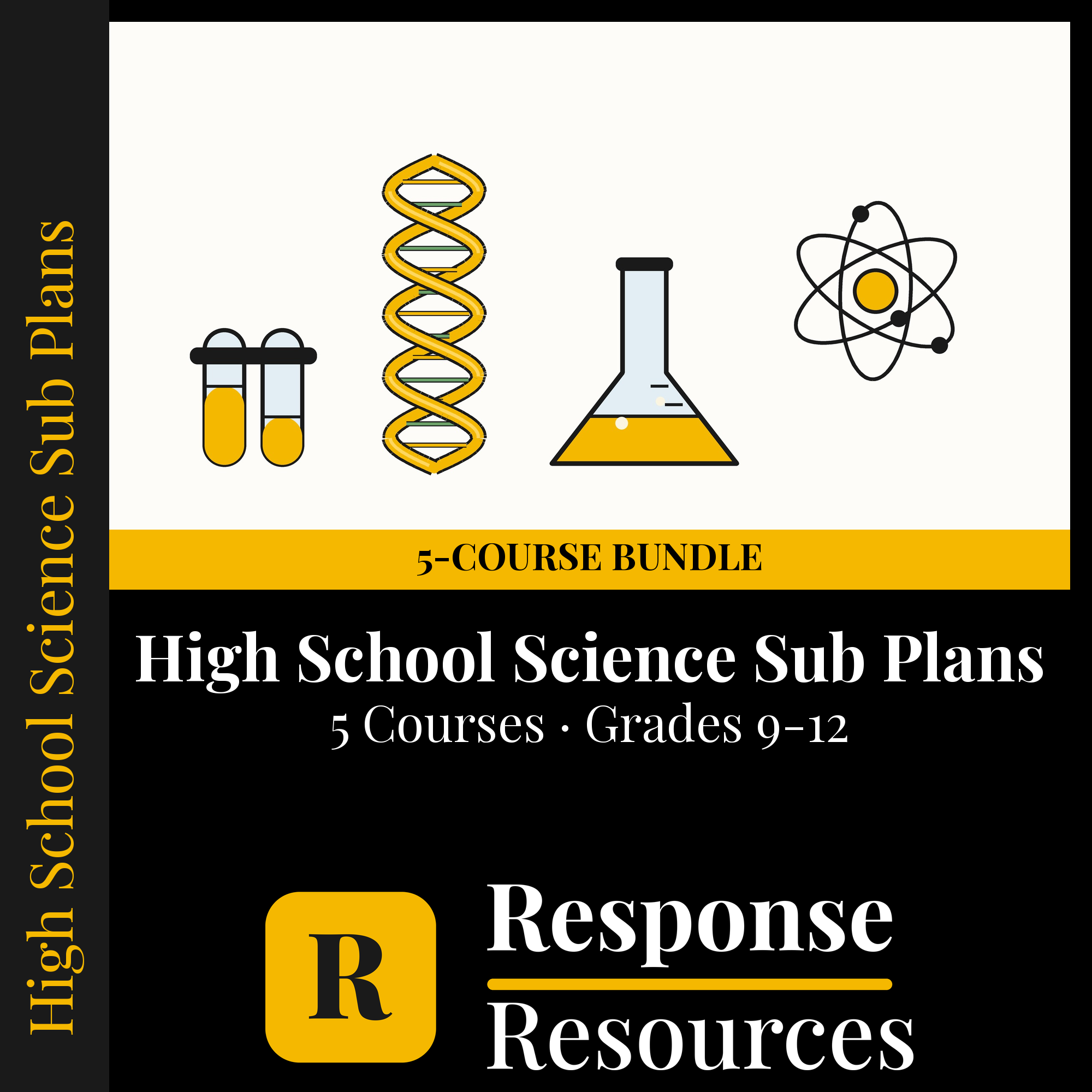 High School Science Sub Plans Bundle — 5 Courses, No Prep cover — Response Resources