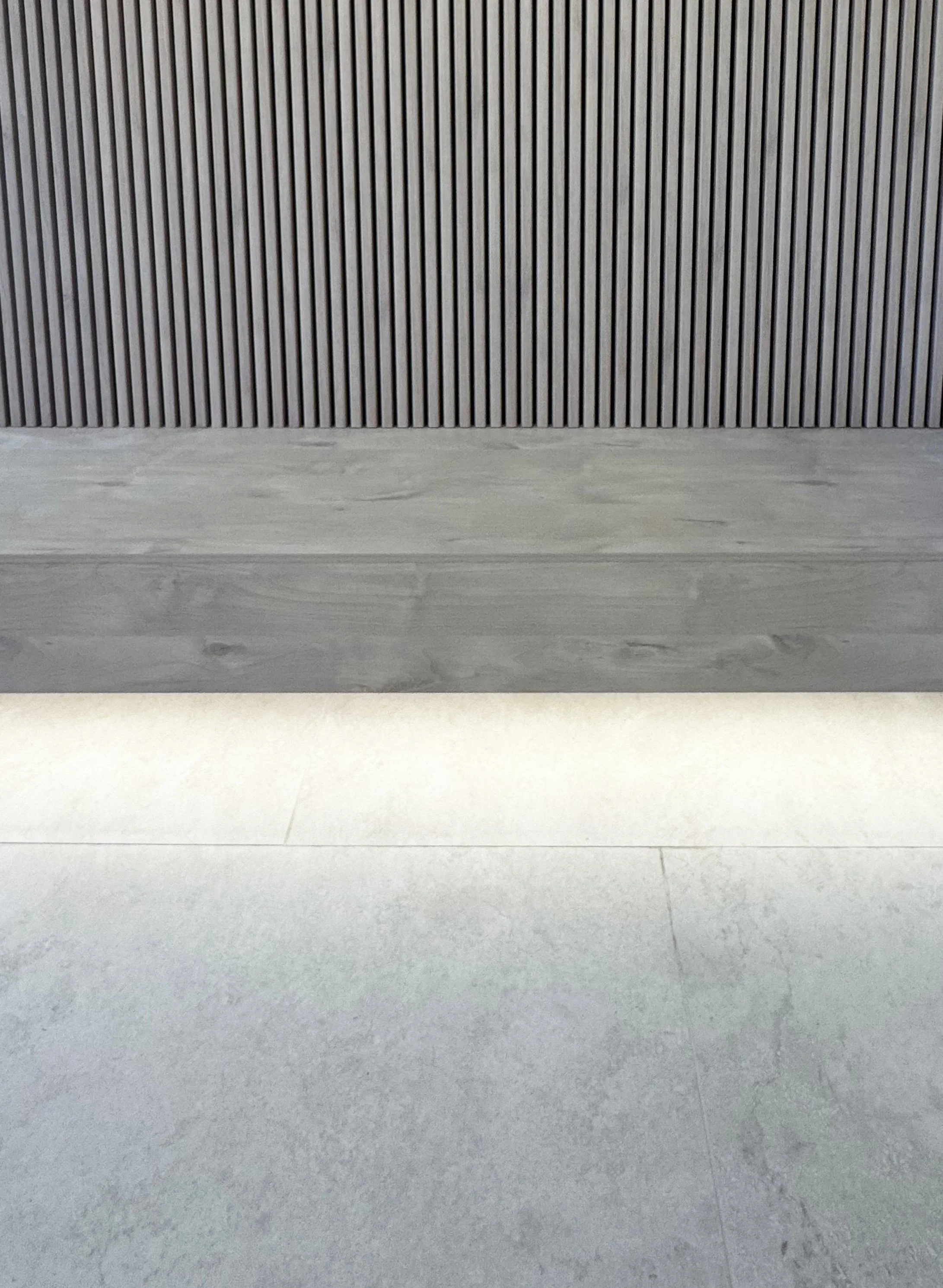 Screenwood, acoustic panels, bench seat