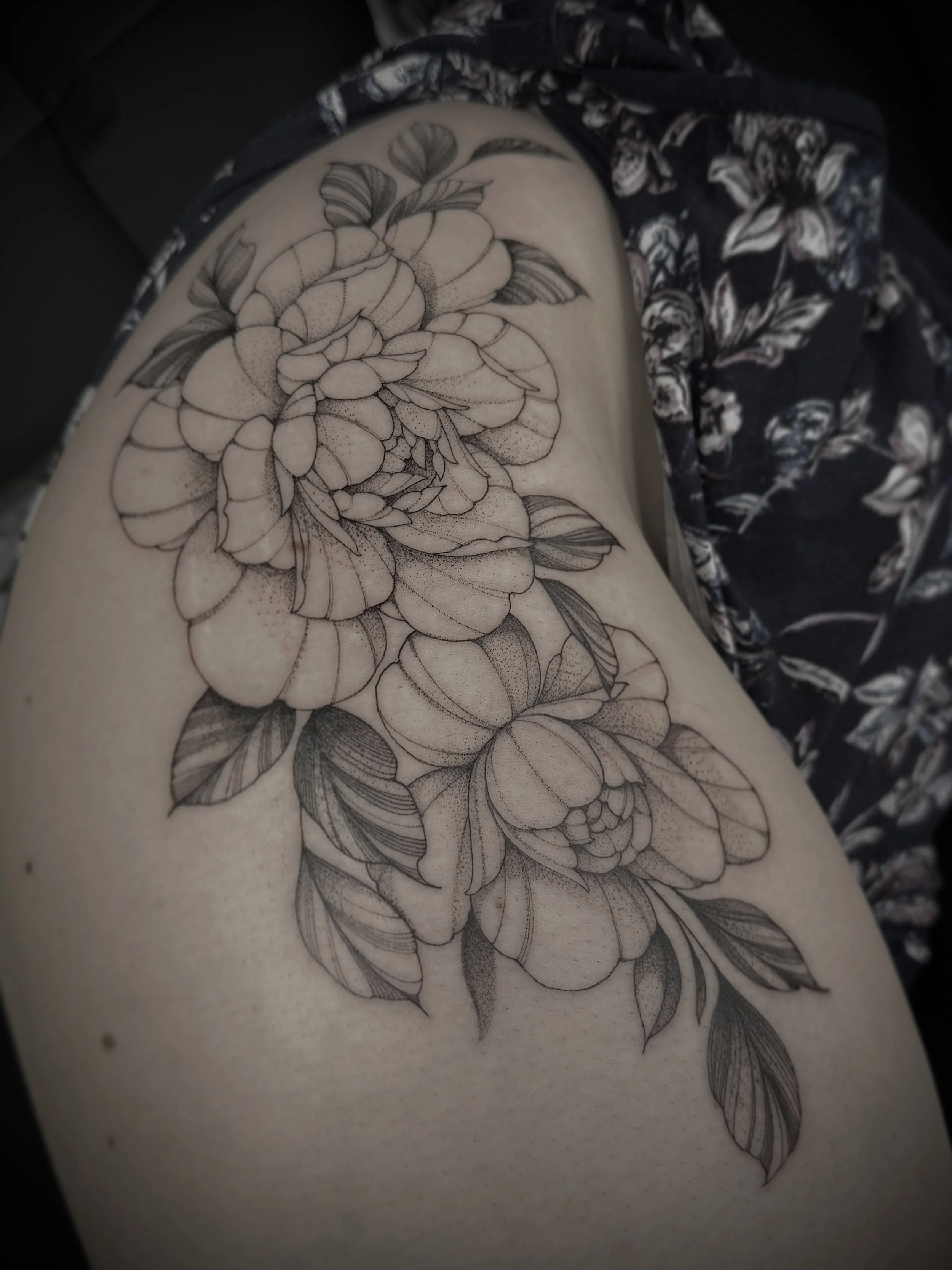 Fine line floral tattoo in Lexington Kentucky