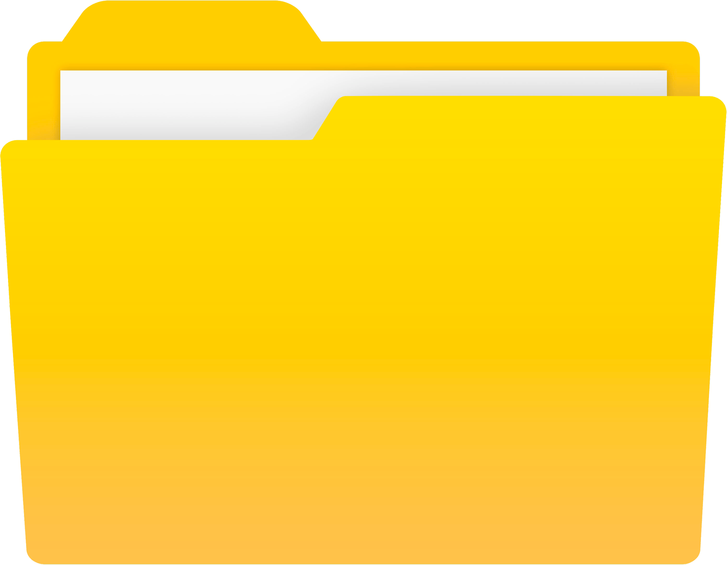 A yellow file folder with white papers inside.