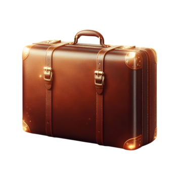 A vintage leather suitcase with brass hardware.