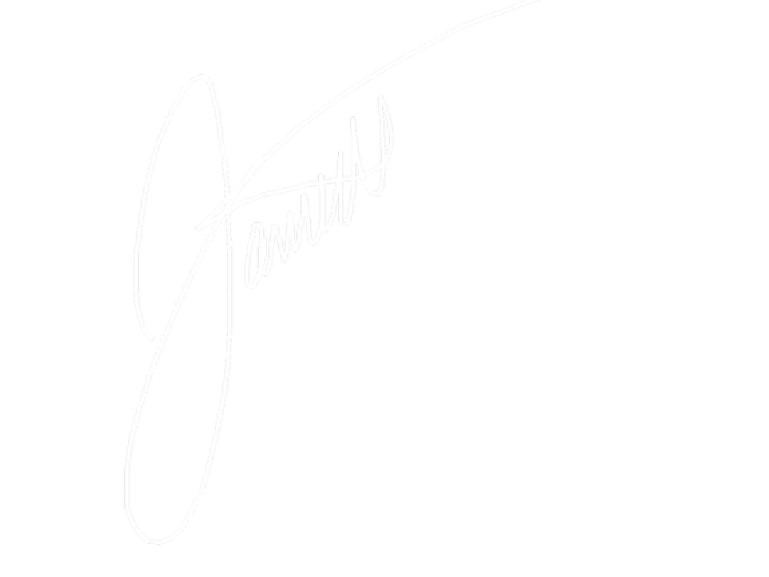 A signature written by hand with white ink on a black background.