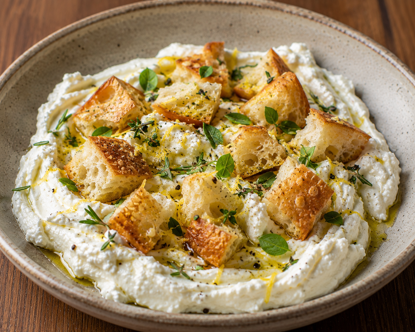 Whipped Ricotta & Focaccia Croutons