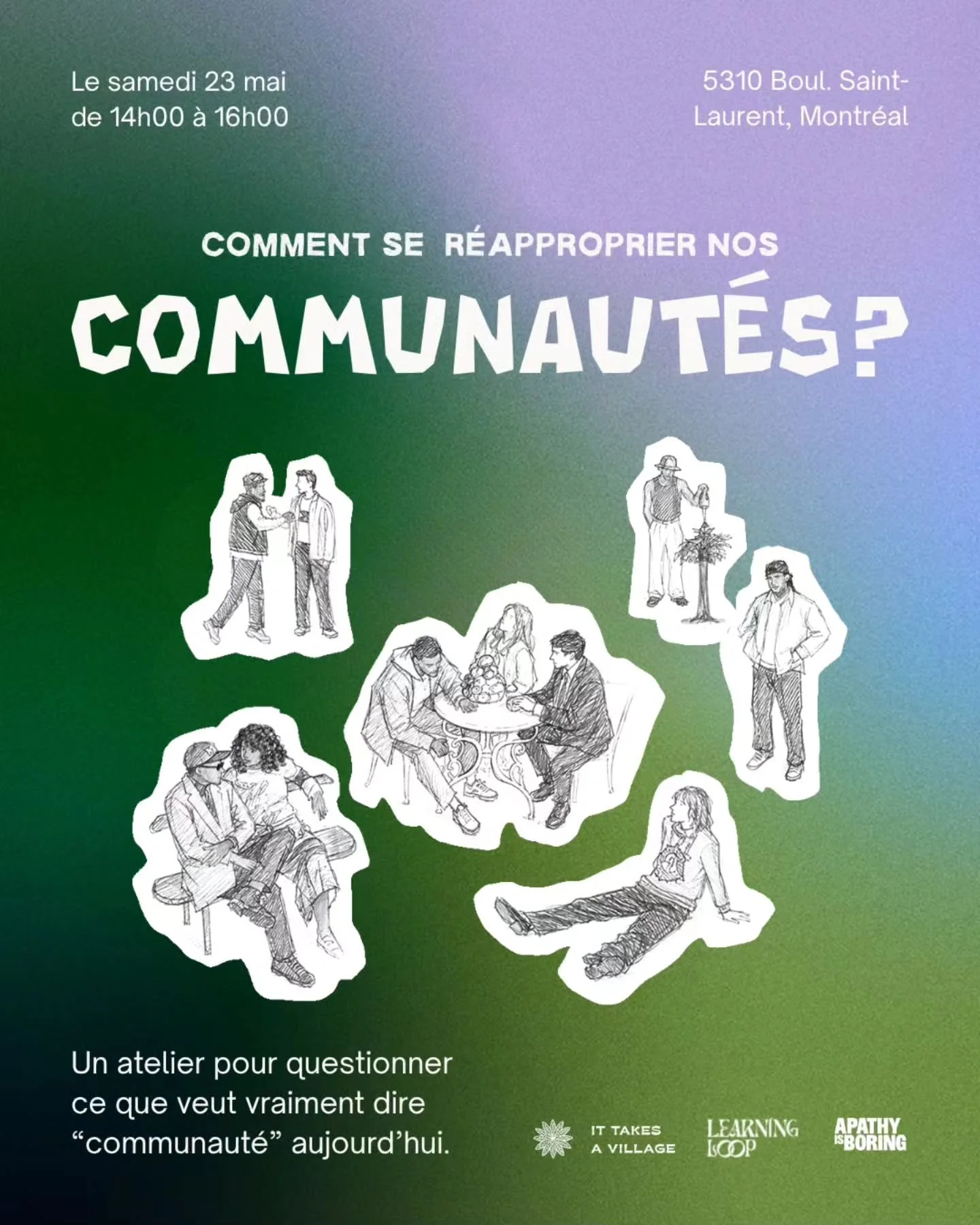Un atelier pour questionner ce que veut vraiment dire &ldquo;communaut&eacute;&rdquo; aujourd&rsquo;hui. On y parle de comment ce mot est devenu tendance et souvent vid&eacute; de son sens. Venez explorer avec nous en quoi la communaut&eacute; est pr