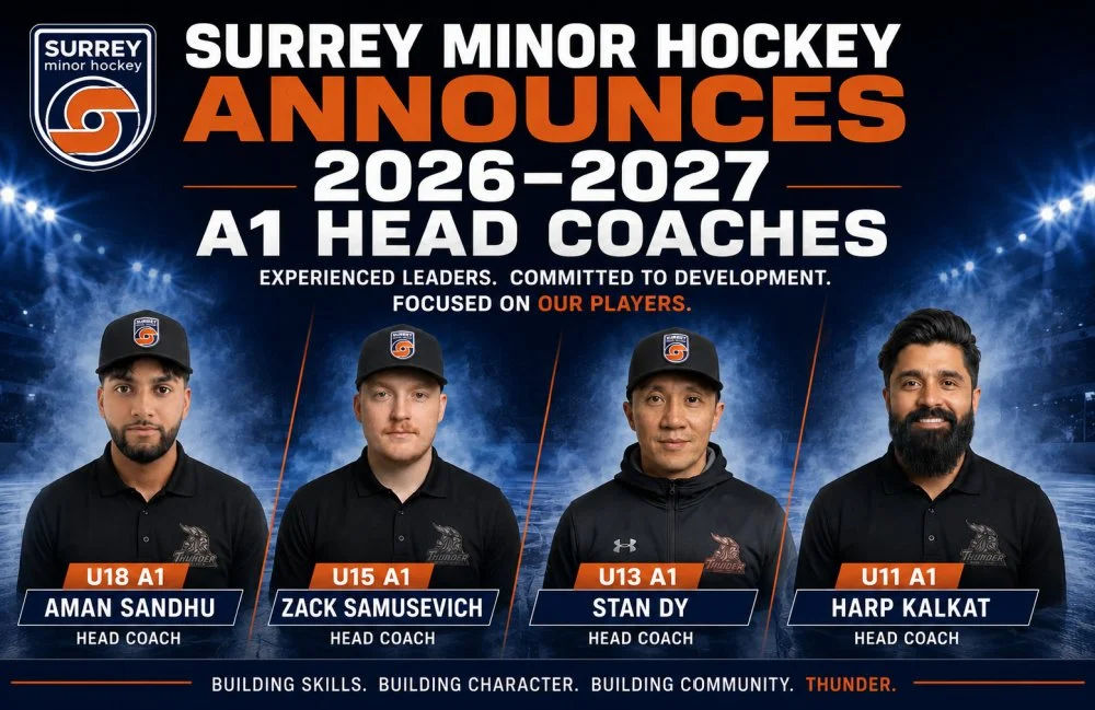 Surrey Minor Hockey Announces 2026–2027 A1 Head Coaches