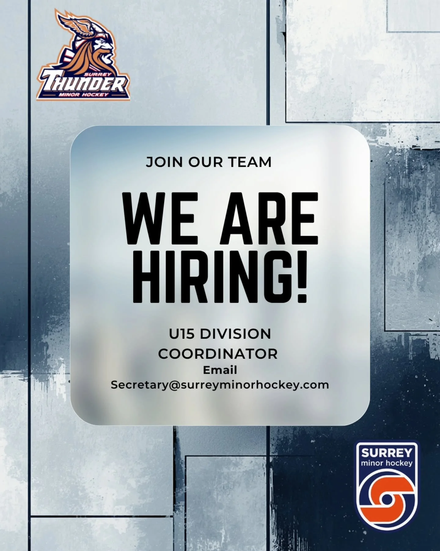 Surrey Minor Hockey is looking for a passionate volunteer to step into the role of U15 Division Coordinator. If you love the game and want to help shape a positive, organized, and fun season for our players, coaches, and families, this is your chance