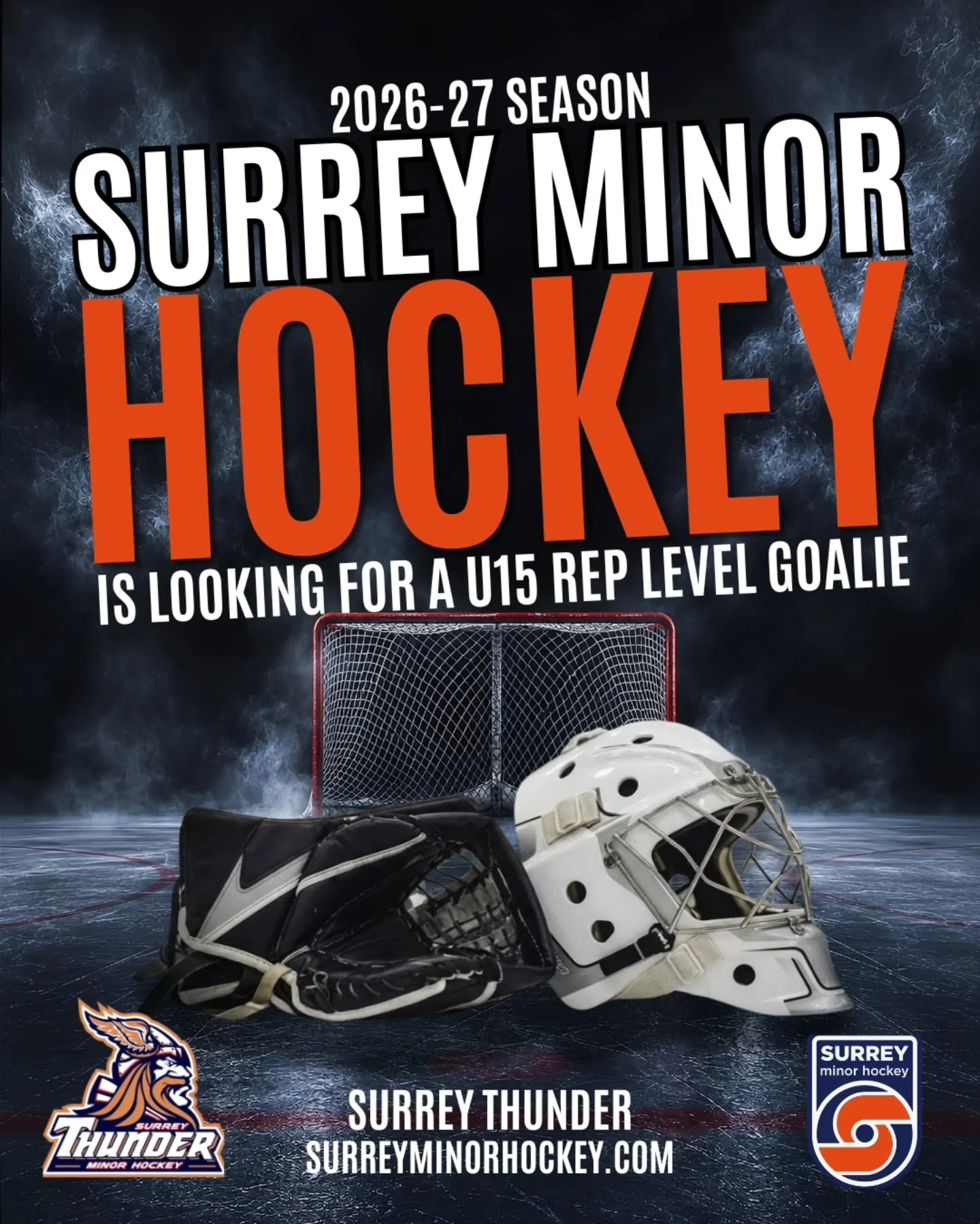 Surrey Minor Hockey is seeking a U15 Rep Level goalie to compete for our U15 A1 Rep team. 

Know a goalie who maybe interested? Please help us spread the word! 

Interested players or families can contact: Admin@surreyminorhockey.com