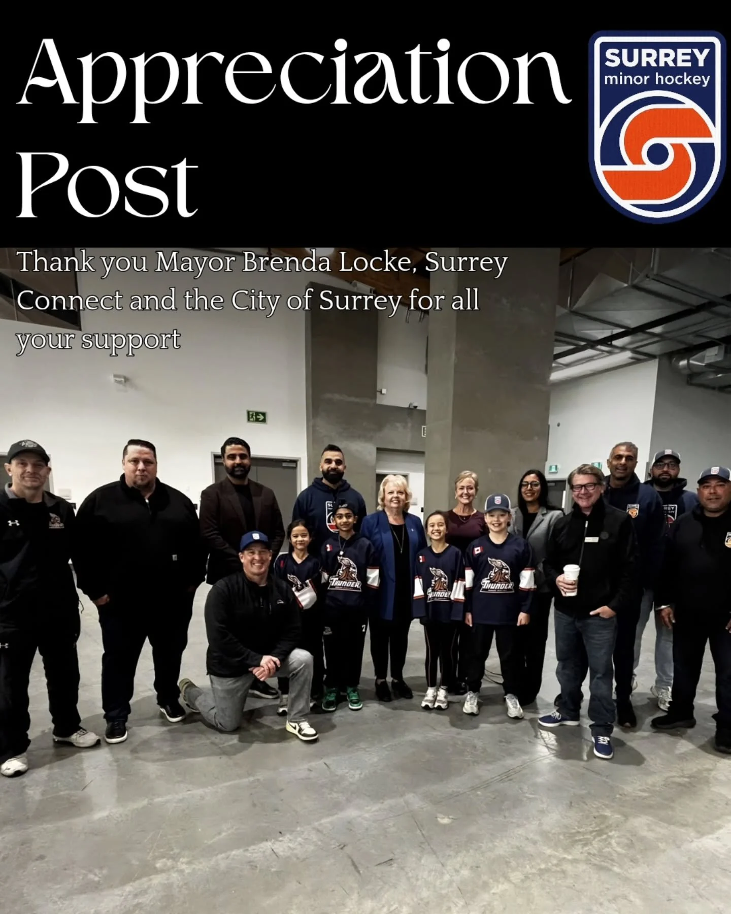 A huge thank you to Mayor Brenda Locke,  Surrey Connect and the City of Surrey for their continued dedication to youth sports and the Surrey Minor Hockey Association! 🏒✨

​Community support makes all the difference for our young athletes, and we&rsq
