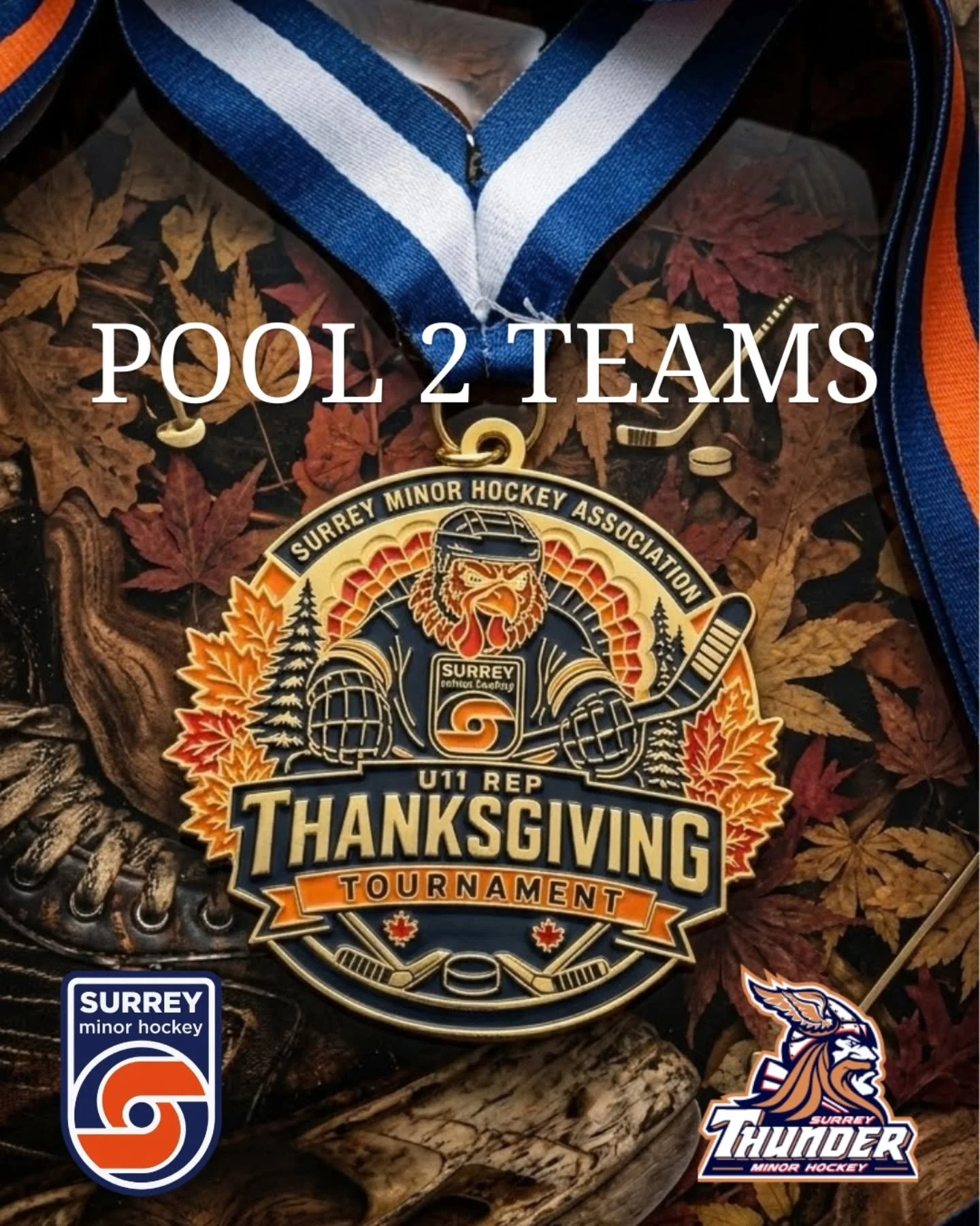 Pool 2

Pucks drop this weekend! 🏒🦃

​Surrey Minor Hockey is thrilled to welcome all players, coaches, families, and fans to our annual Thanksgiving U11 Rep Tournament.

@smha_tournaments

#Surreyminorhockey #smhatournament #HockeyTournament