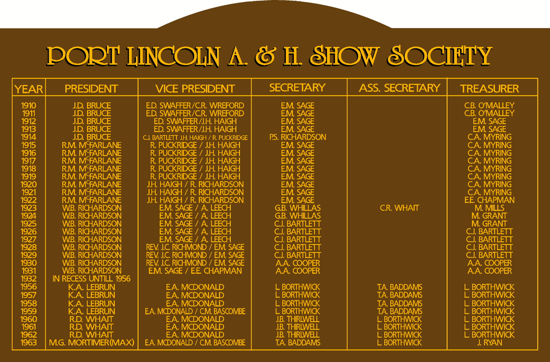 Port Lincoln A &amp; H Show Society 1910-2000