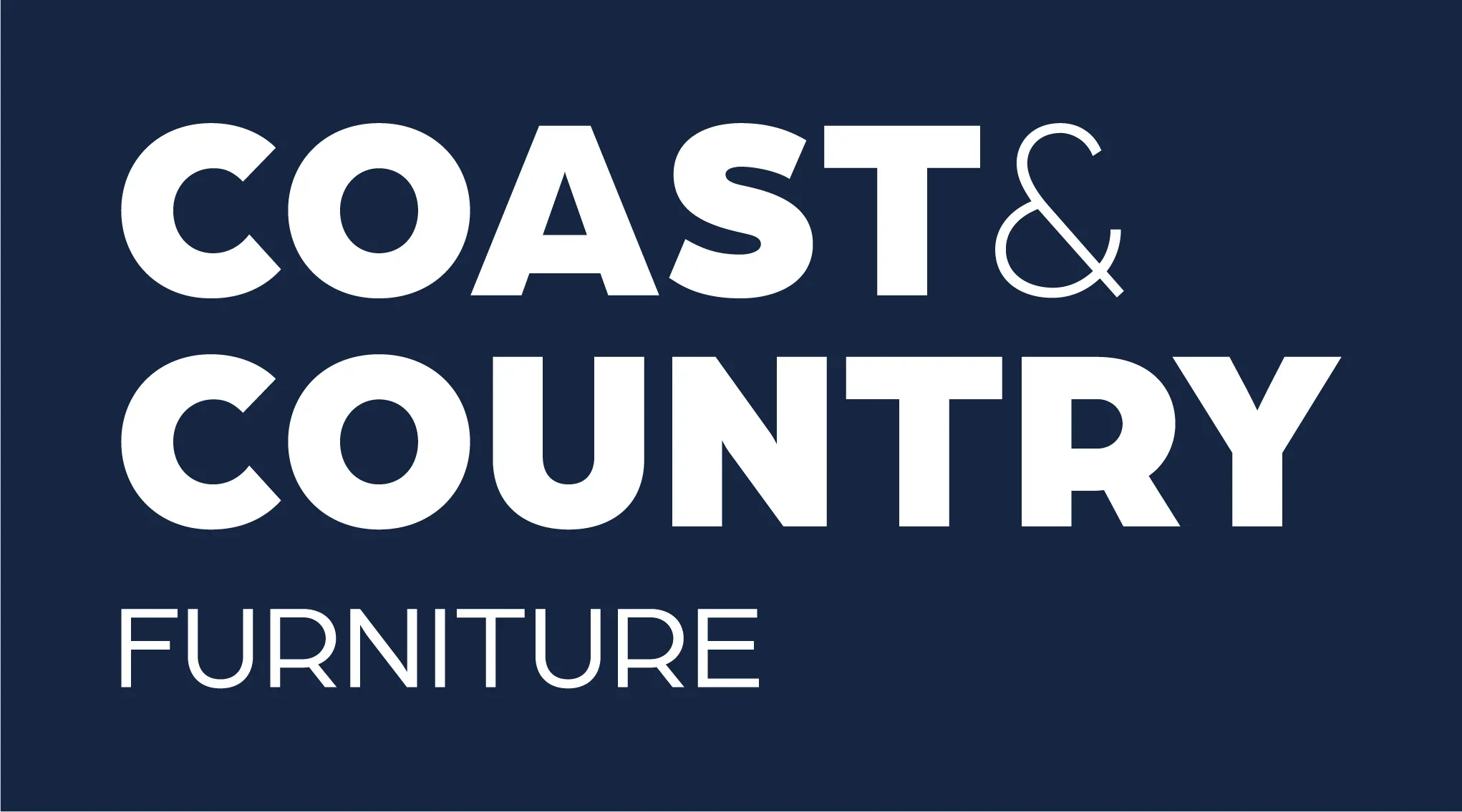 Logo for Coastal & Country Furniture with white text on a dark blue background.