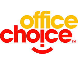 Logo of Office Choice with the words 'office' in yellow and 'choice' in red, along with a smiling face graphic.