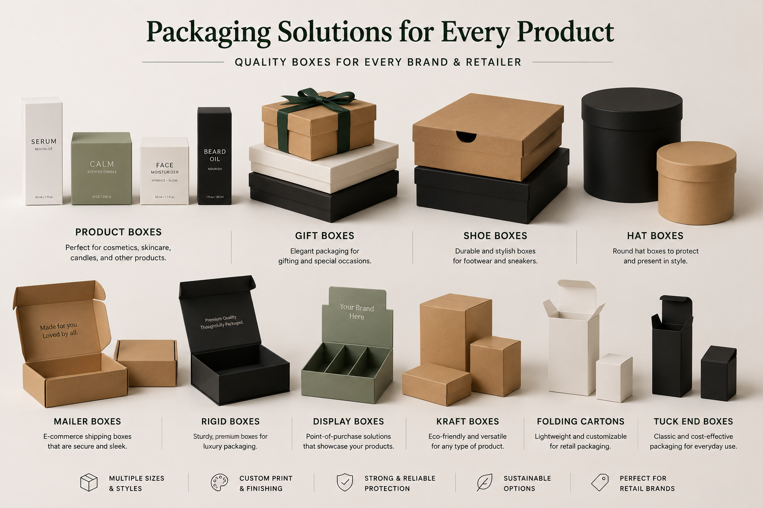 Range of Pacard paper-based packaging products including hangers, hooks, glassine bags and branded retail packaging components.