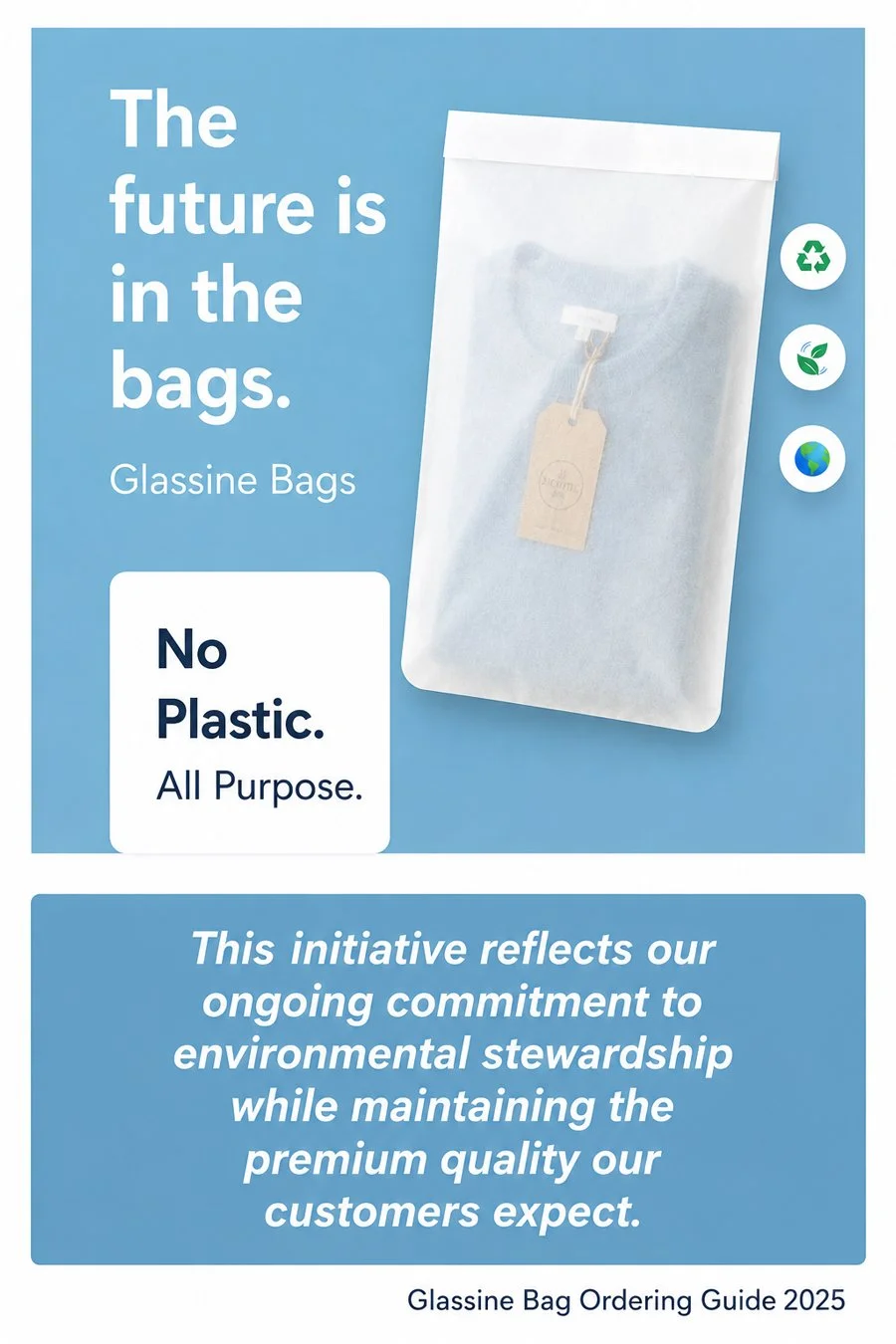 FSC glassine paper garment bag used as a recyclable alternative to plastic polybags for fashion retail packaging