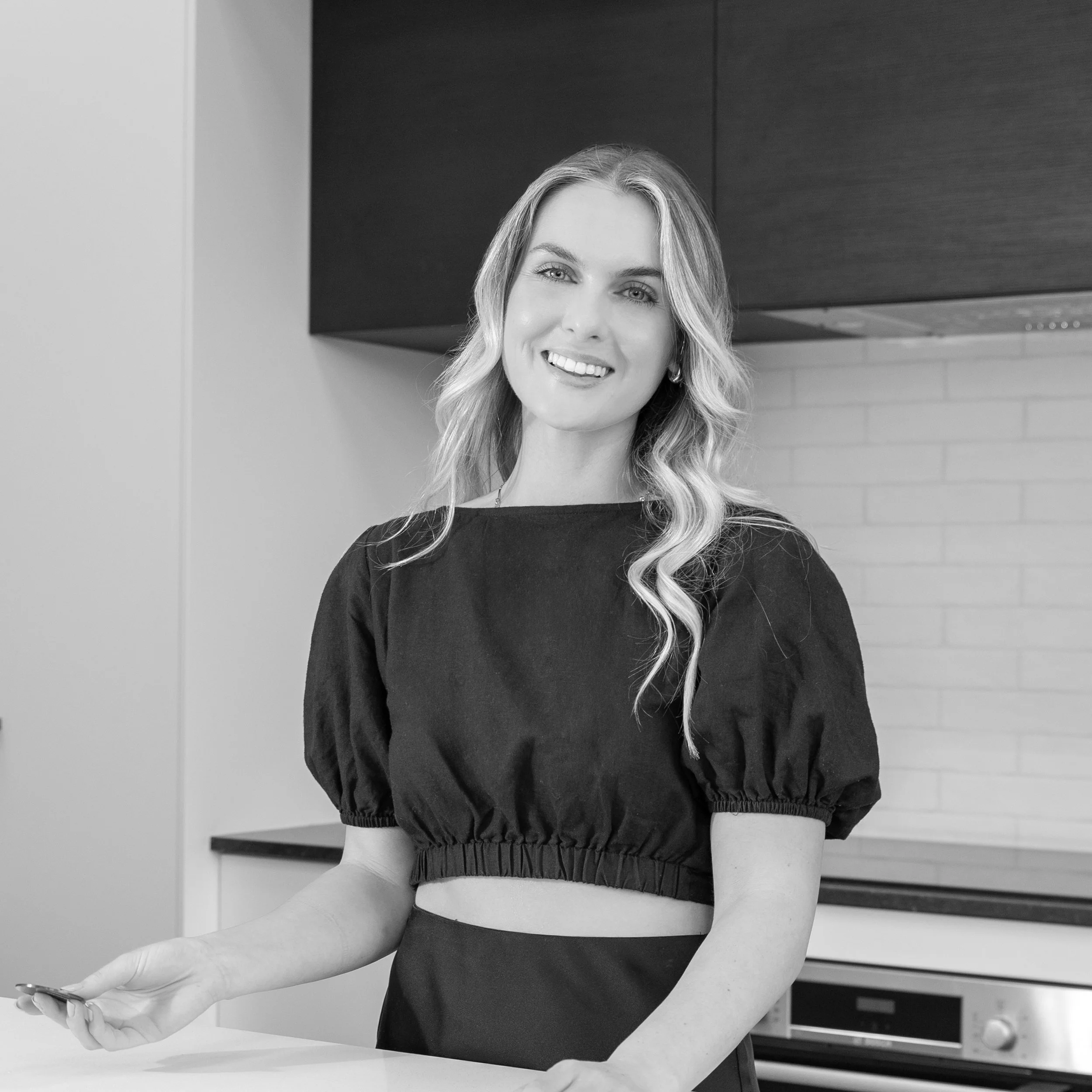Black and White Photo of Georgia, Interior Designer