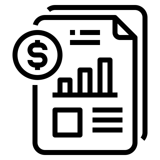 Line drawing of financial reports