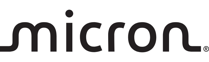 The image displays the black and white logo of Micron, a technology company.