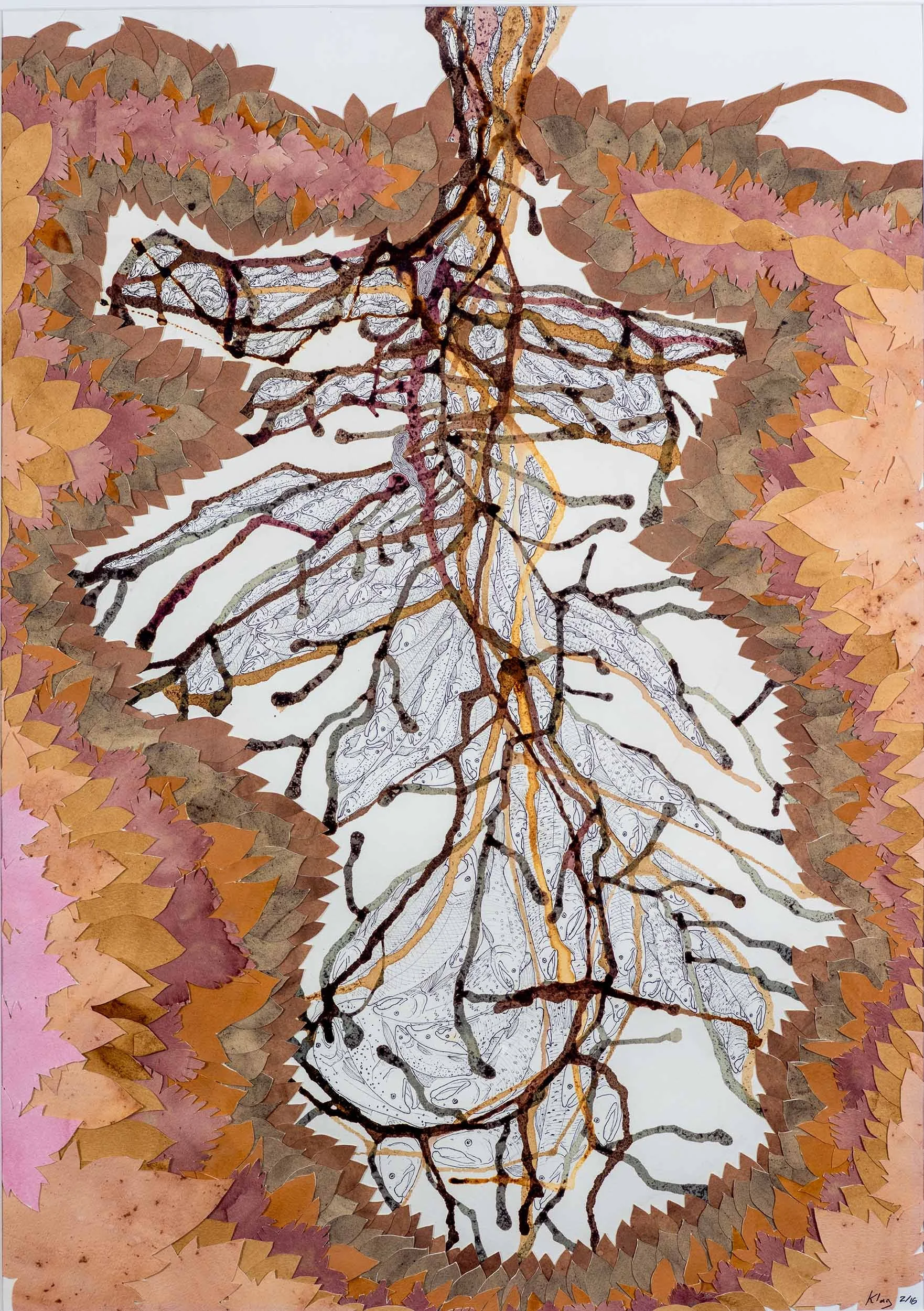  Free Elwha  
38" x 20 
ink, natural dyes, collage on paper 
$2400