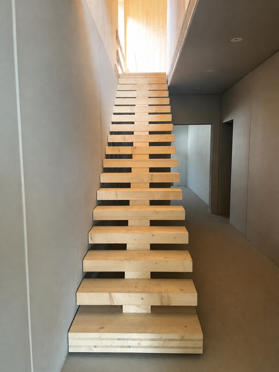 Holztreppe als Unterkonstruktion für die künftige Holztreppe.