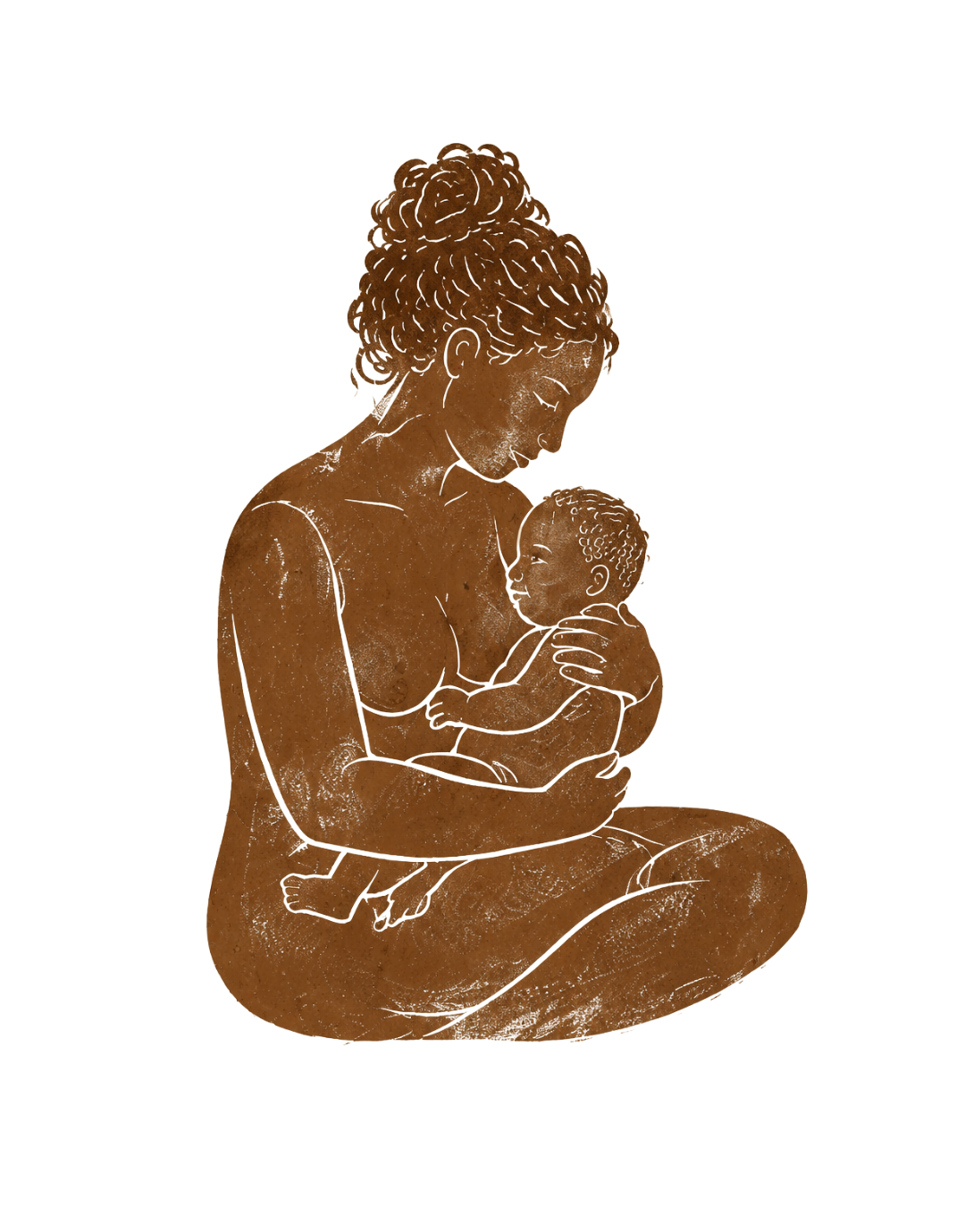 A woman holding a baby close to her chest, with a gentle expression.