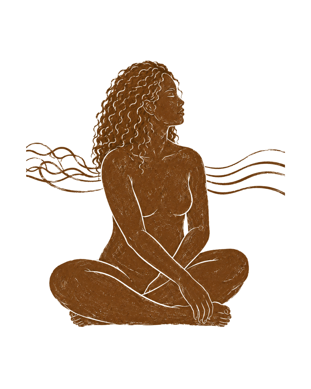 Drawing of a baby with a bow on her head, lying on a blanket with flowers.