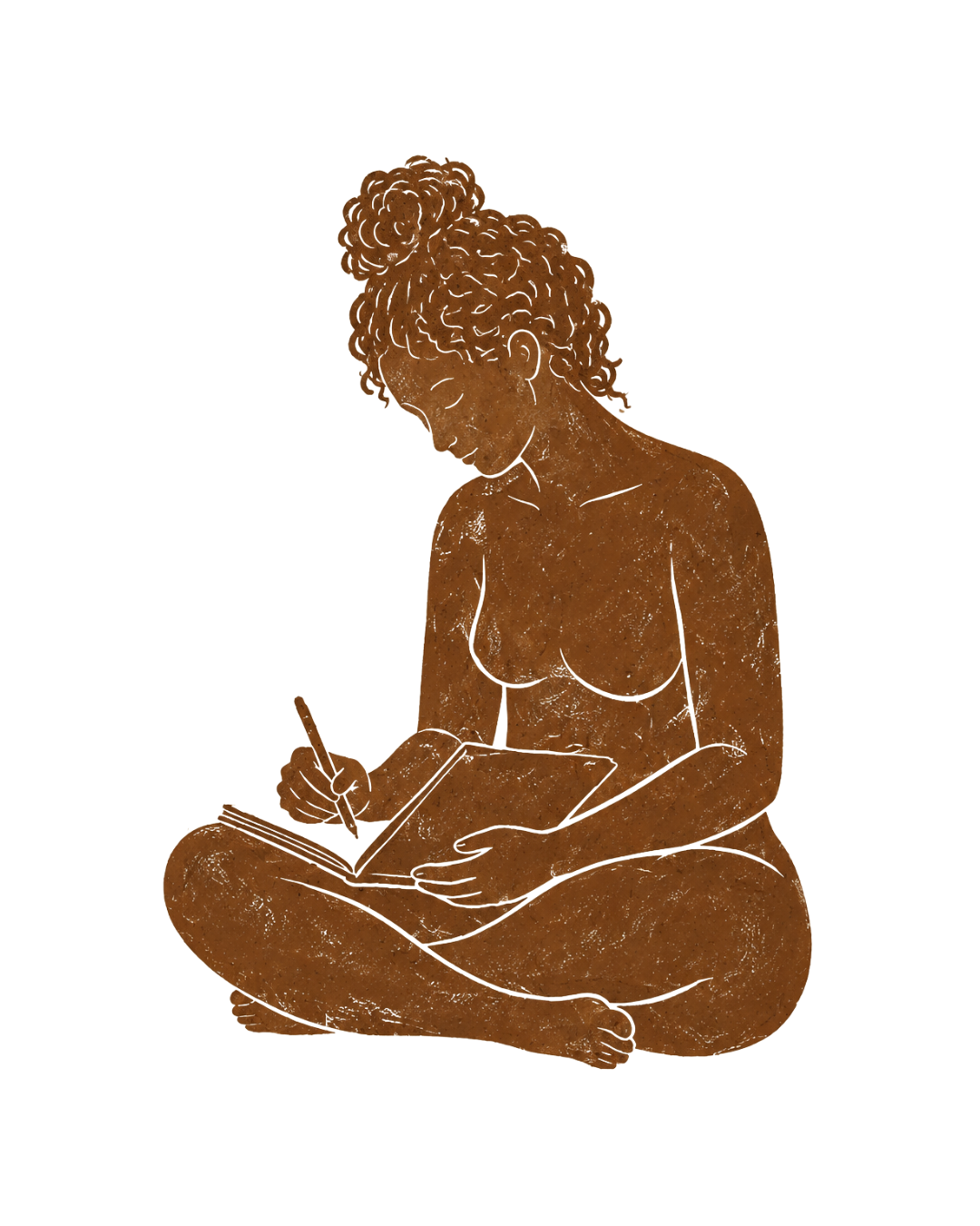 Line drawing of a pregnant woman with her hands on her belly, facing right.