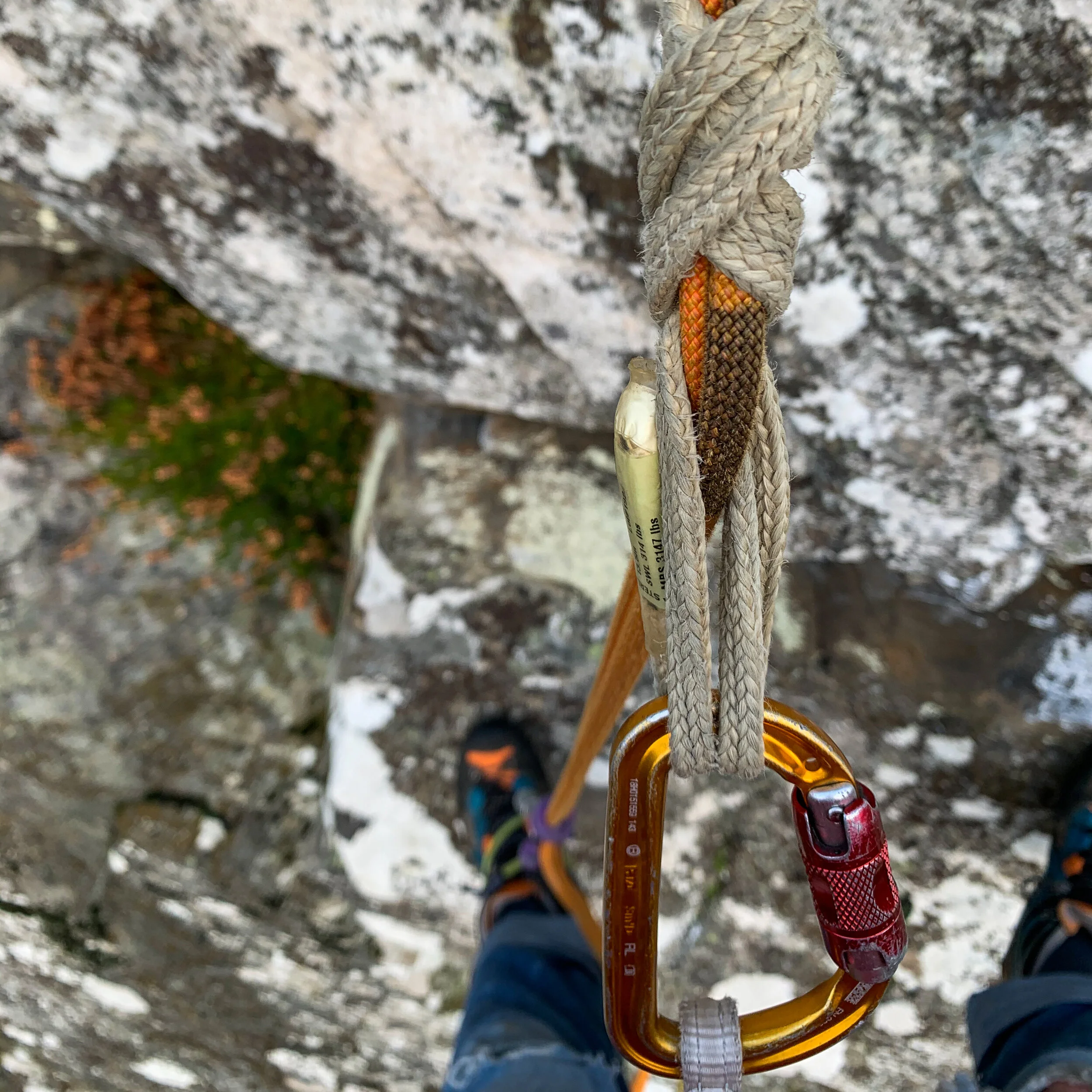 Prussiking up a rope