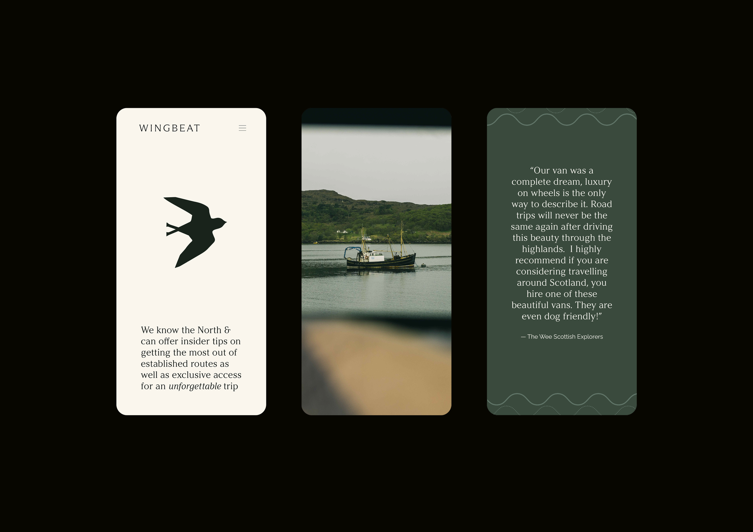 Mobile UI screen showcasing the brand's natural colour palette, custom icons, and topographic patterns.