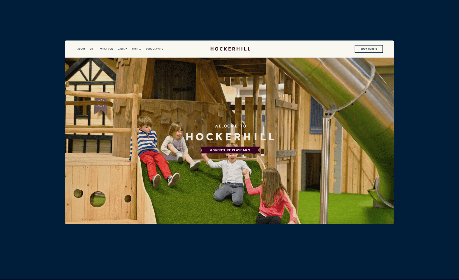 Flicking website UI animation showcasing Hockerhill's characterful typography and vibrant palette.