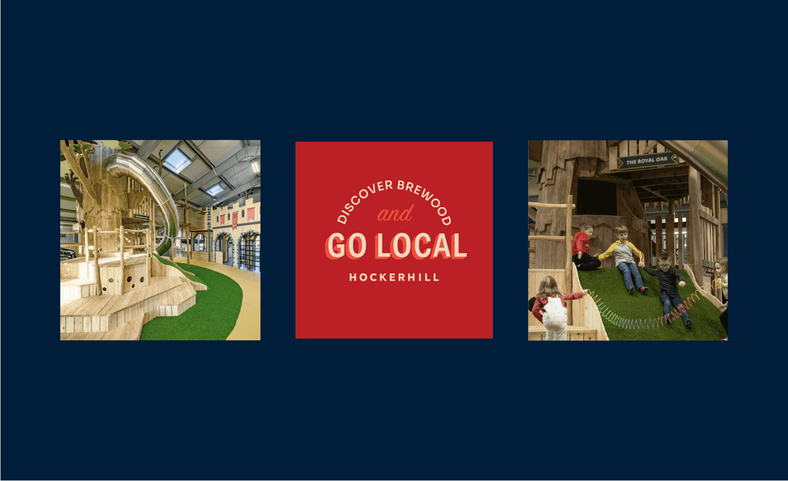 Flicking animation of Hockerhill social media posts, showcasing playful typography and vibrant layouts.