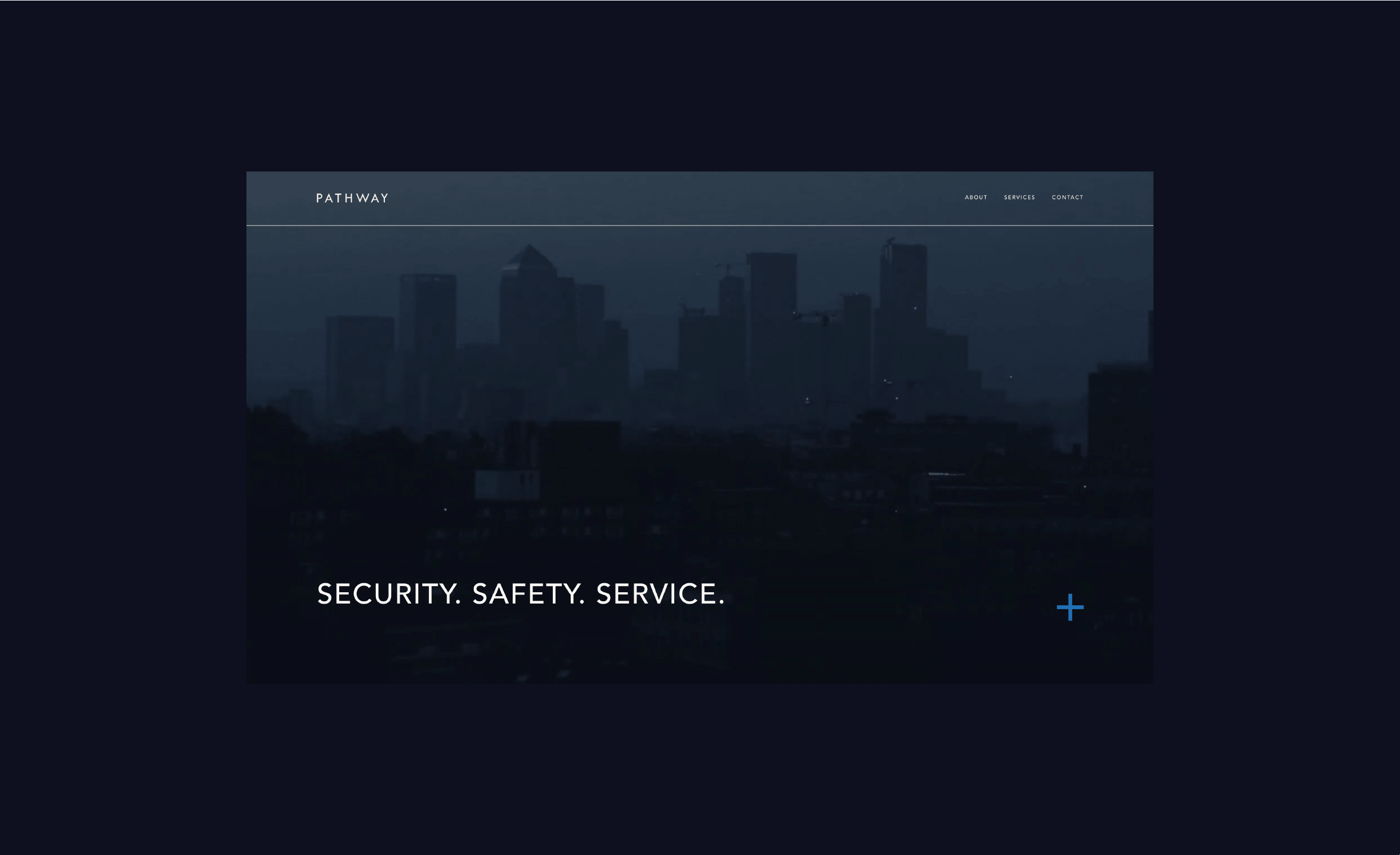 UI animation of the Pathway Risk Management website showcasing clean typography and atmospheric imagery.