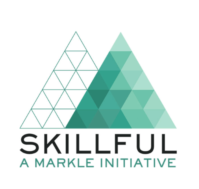 Logo with geometric triangles forming a larger triangle, with the text 'SKILLFUL' and 'A MARBLE INITIATIVE' underneath.