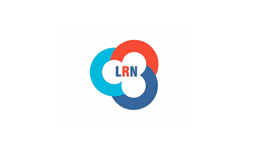 Logo with three overlapping circles in blue, red, and dark blue, with the letters 'LRN' in the center.