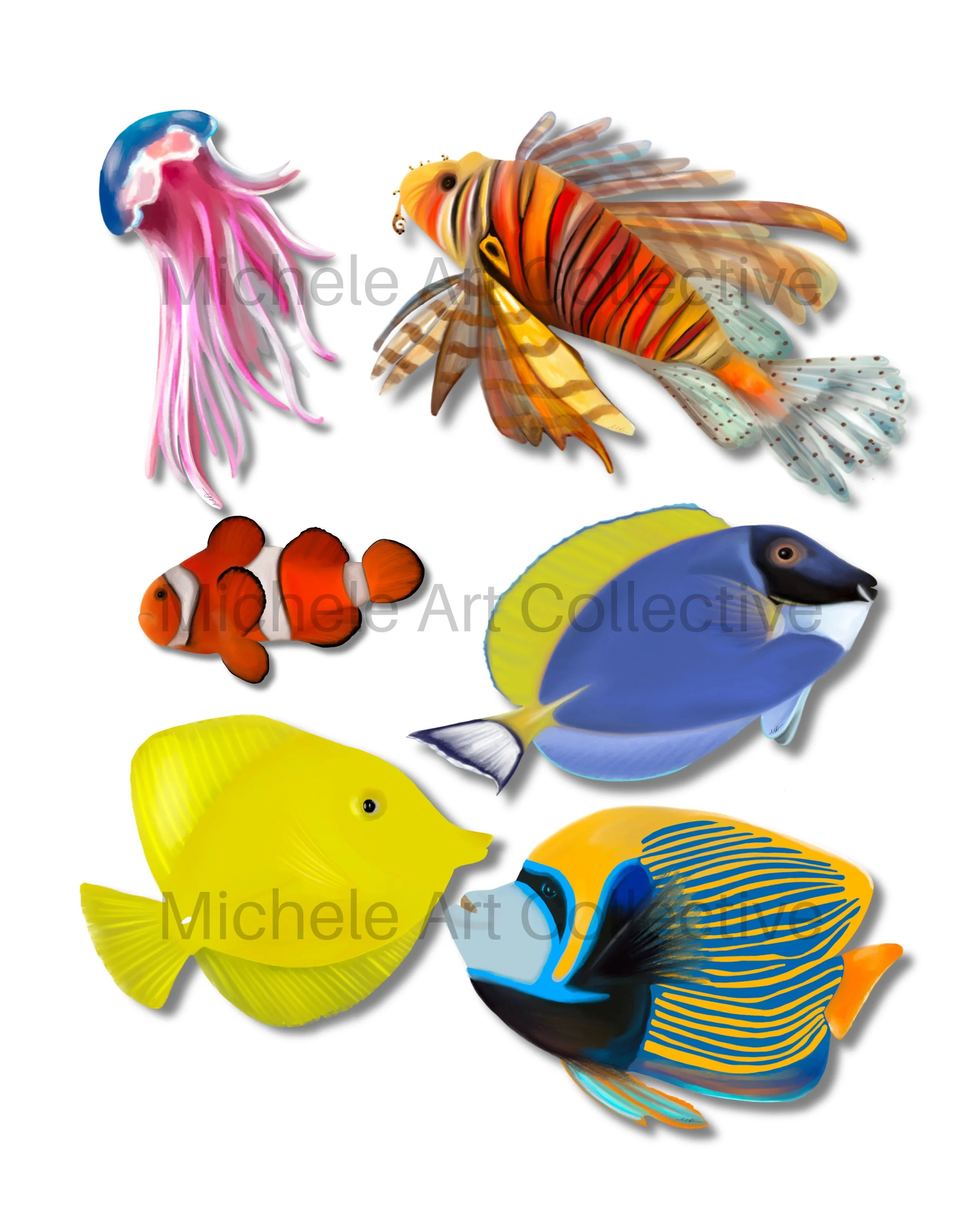 Marine Fish – Set of 6 Digital Art Downloads