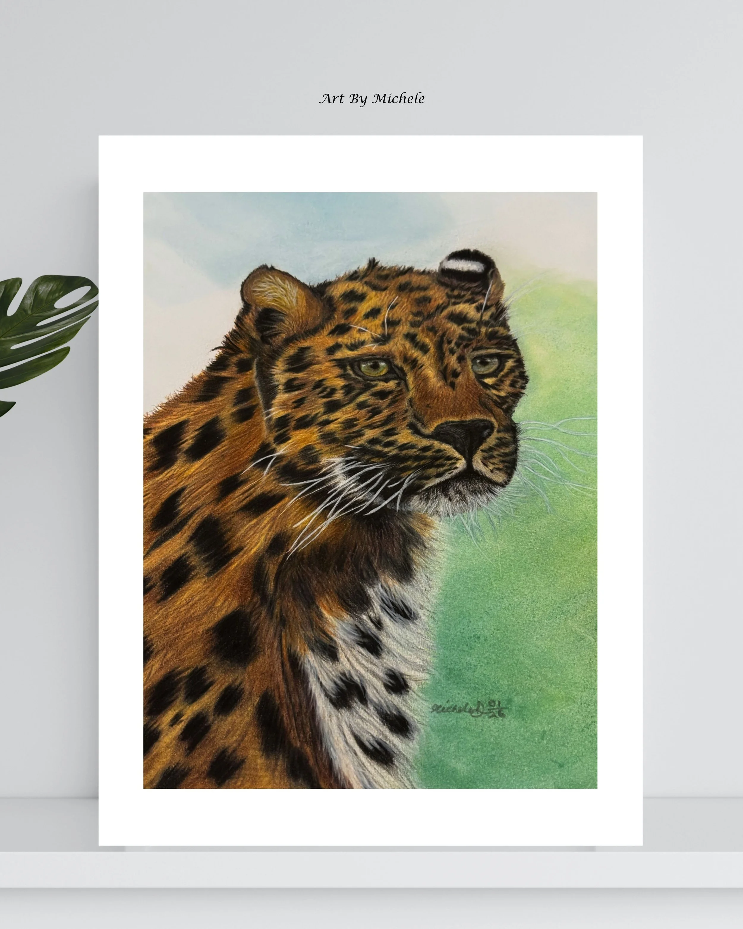 Amur Leopard Art Print – Colour Pencil Wildlife Artwork