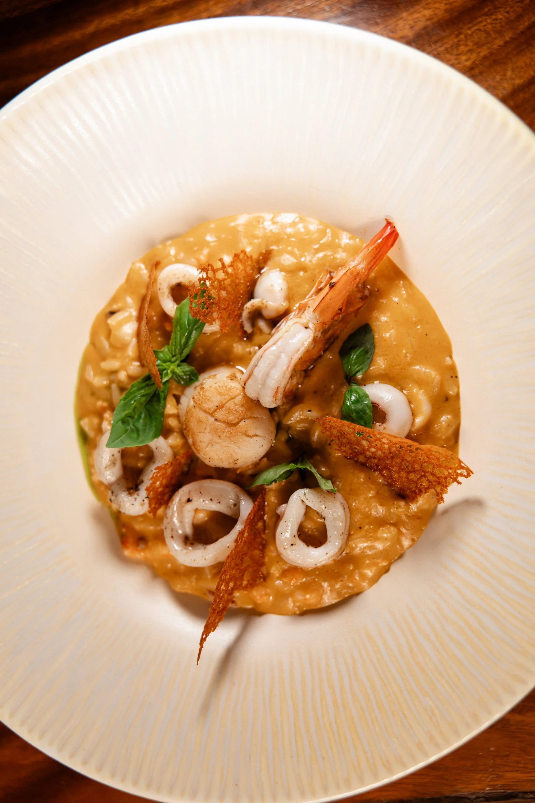 Seafood risotto with scallop, prawn and calamari at GROOV Gastrobar