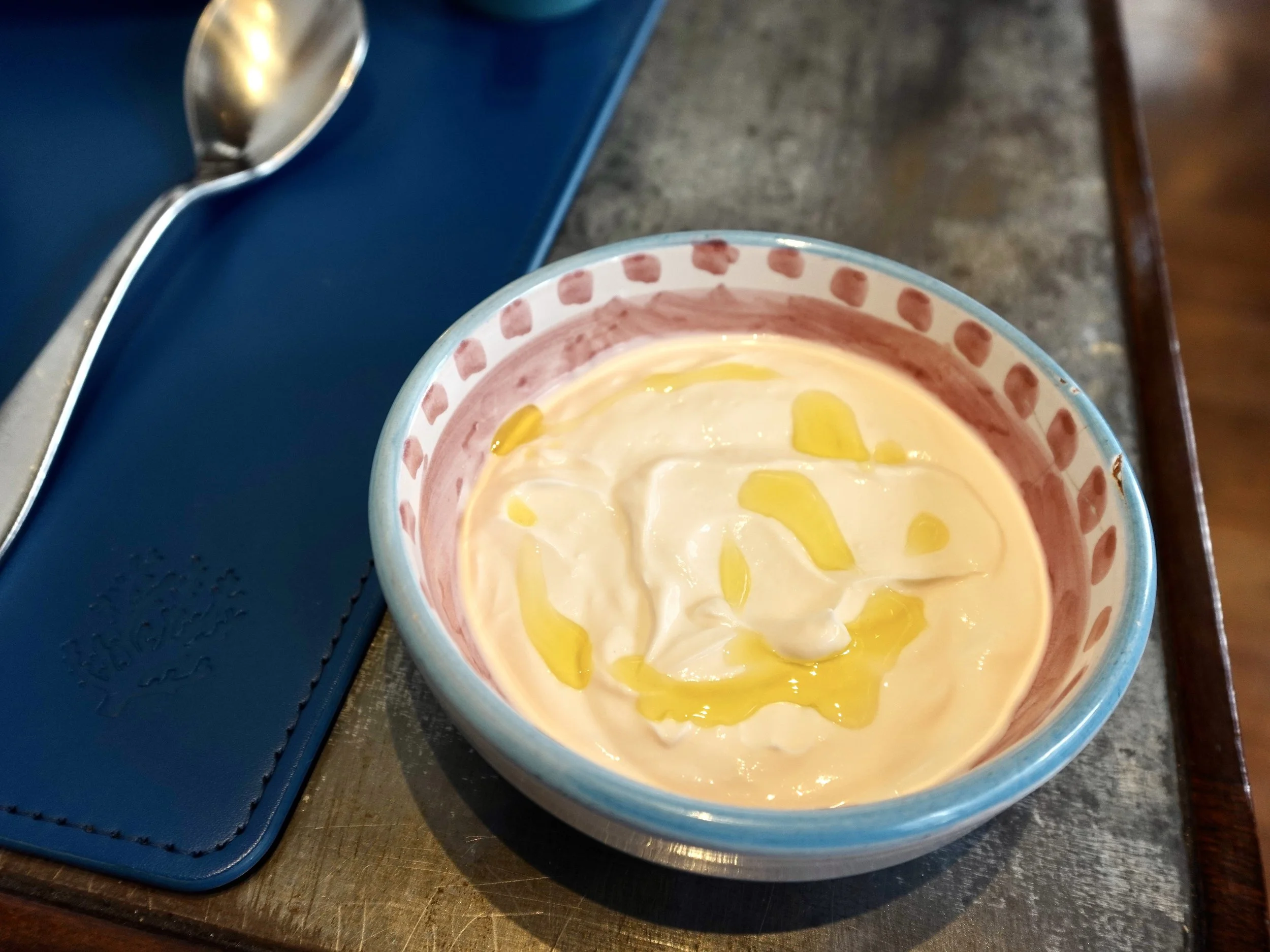 Bowl of yoghurt with Manuka honey and extra virgin olive oil at Osteria Marzia Hong Kong