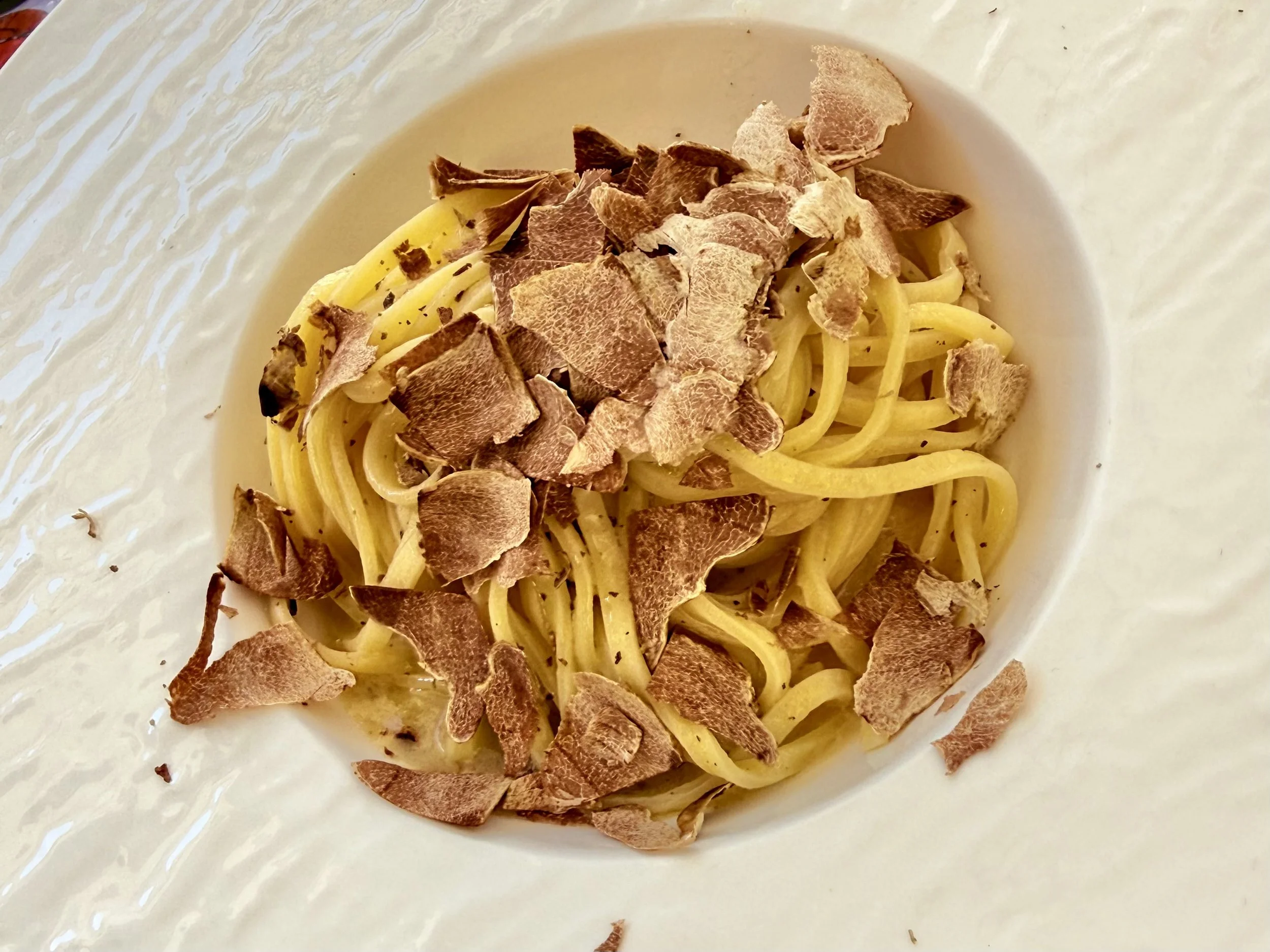 Truffle pasta in a restaurant in Spello, Umbria - Il Molino.