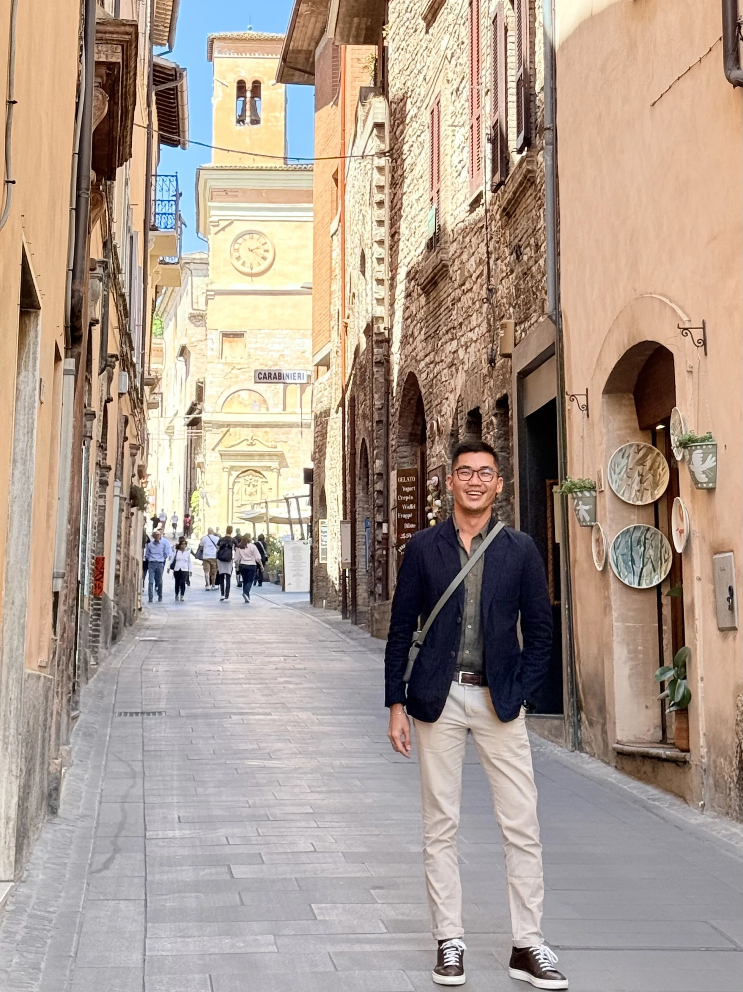Asian living in Umbria Italy dressed smartly