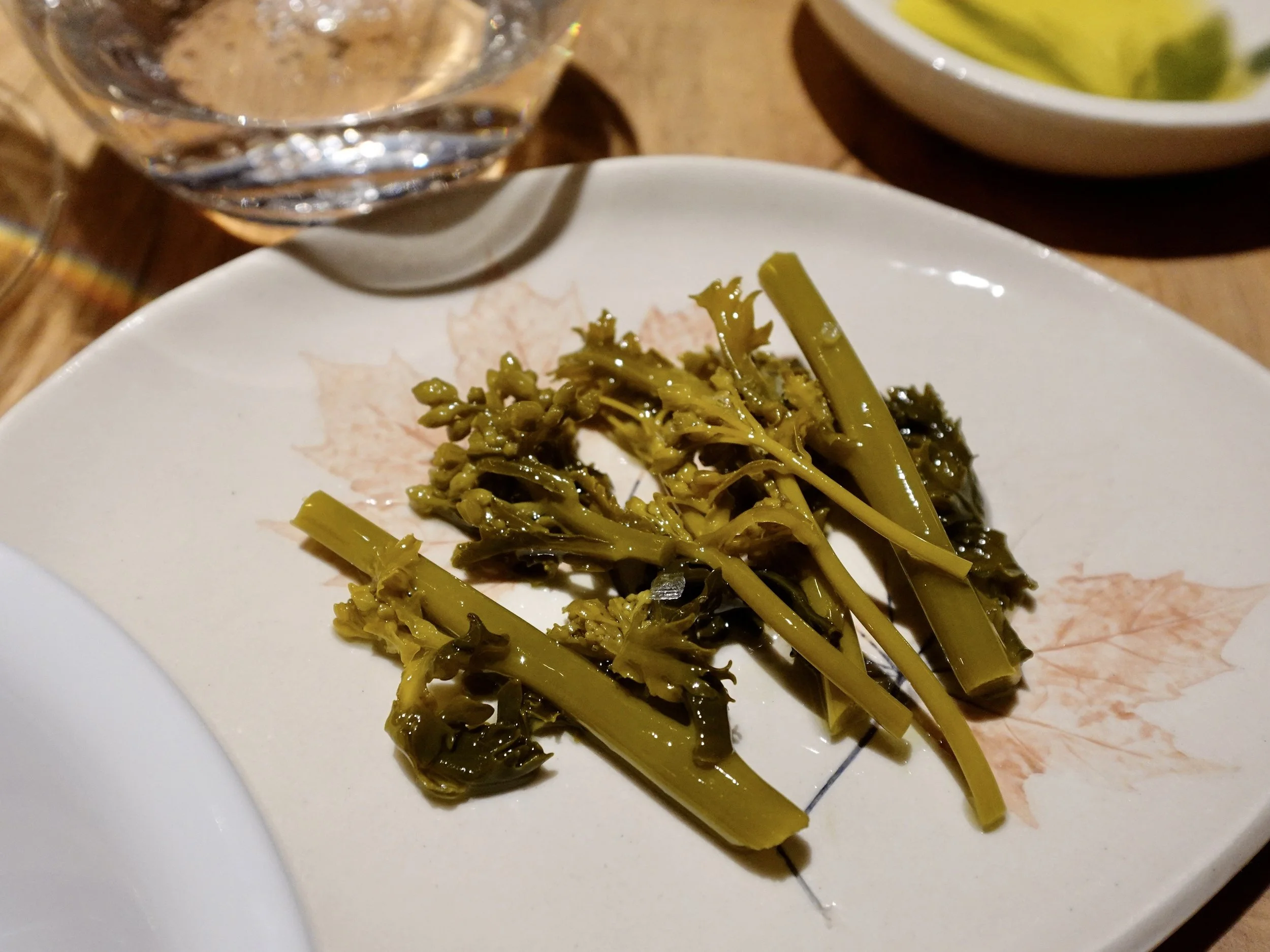 Preserved vegetables from UNE’s allotment served during the Relazioni tasting menu.