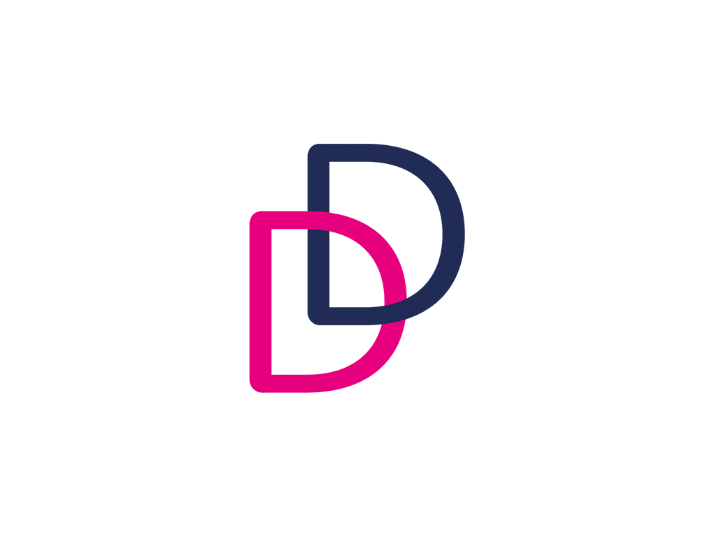 Logo with overlapping pink and navy blue D's above the text 'Digital D' in black.