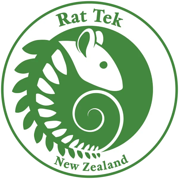 Rattek- Green circular logo with a stylized chameleon and the text "Rat Tek New Zealand".