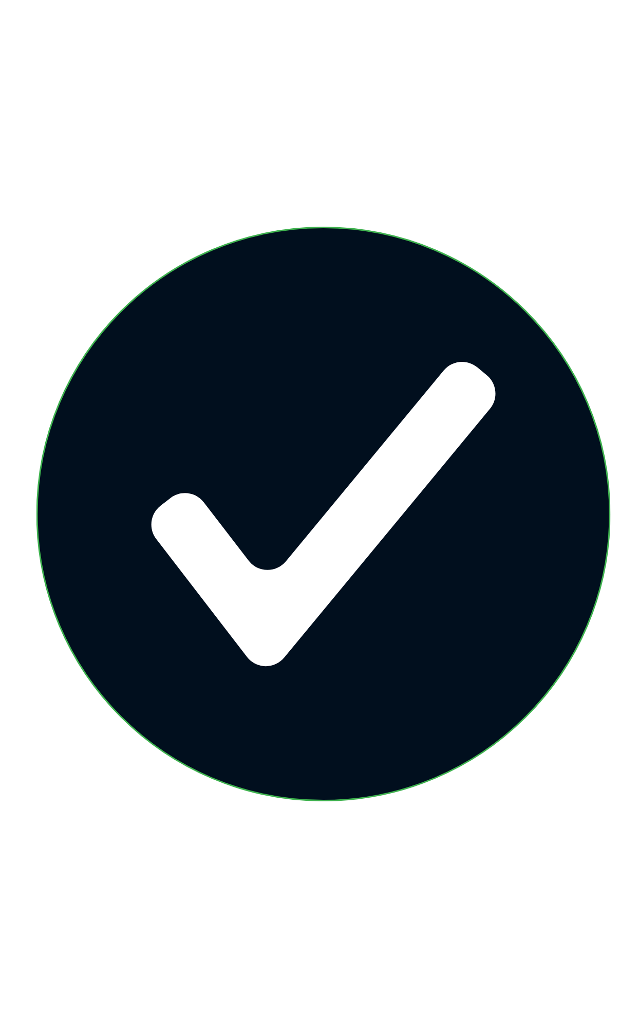 A digital icon of a check mark inside a dark blue circle.