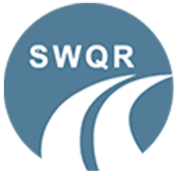 SWQR logo with stylized road design