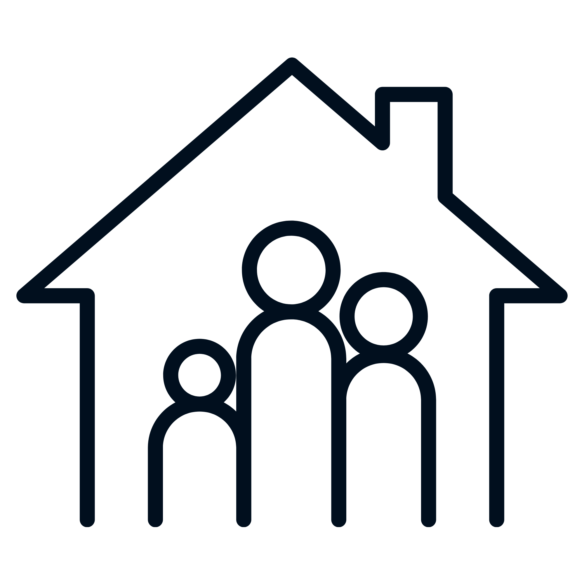 Outline of a house with a large checkmark inside, over a dark background.